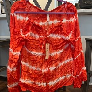 Elan **NWT** orange tie dye blouse